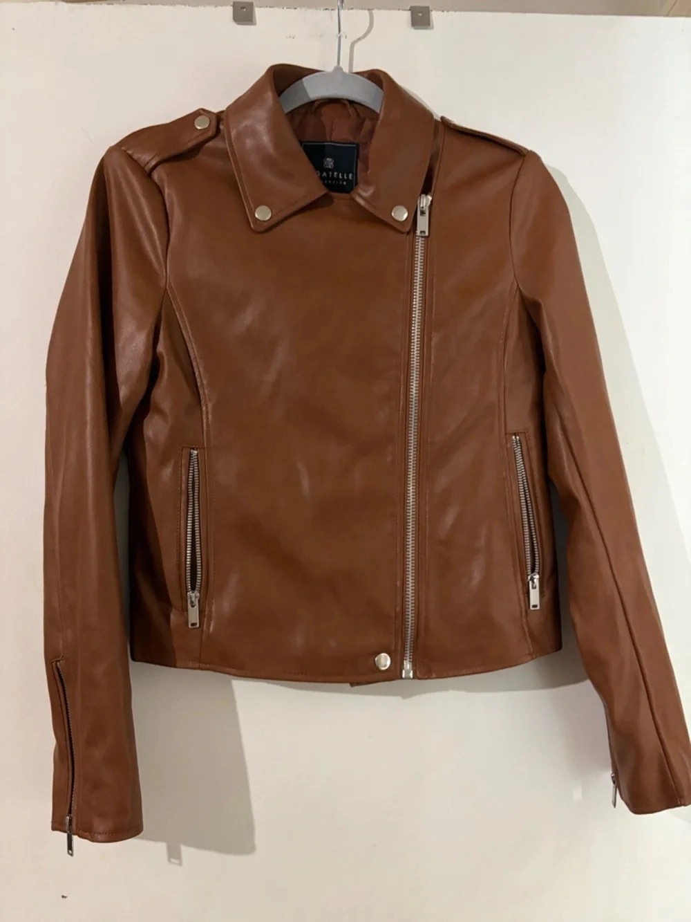 Bagatelle Faux Leather Zip Jacket - Brown - Picture 1 of 9